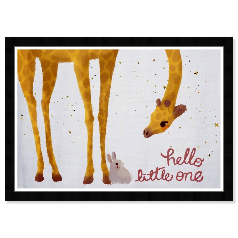 21&#34; x 15&#34; Hello Little One Giraffe Bunny Animals Framed Art Print - Wynwood Studio, 1 of 7