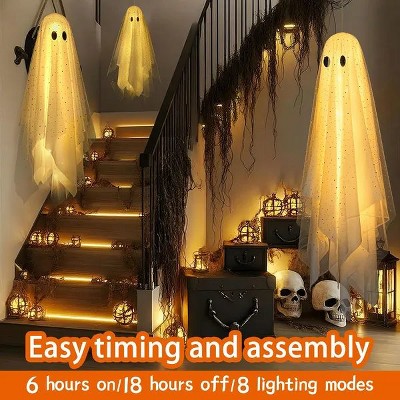 Halloween Decorations outdoor/indoor-3pcs Hanging Ghost Decor with Light, Ornaments,Hallowee n Decor for Tree, Yard, Window, Garden