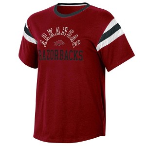 NCAA Arkansas Razorbacks Women's Short Sleeve Stripe T-Shirt - 1 of 3