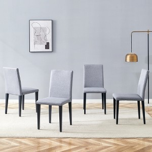 Set of 4 Dining Chair Dinner Chair Armless Chairs with Padded Seat, Black/Light Gray - Modernluxe - 1 of 4