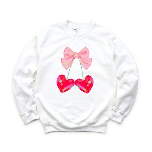 Simply Sage Market Women's Graphic Sweatshirt Heart Cherries Coquette - 1 of 3