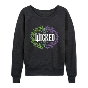 Women's - Wicked - Floral Wicked Logo Lightweight French Terry Wide Neck Long Sleeve Graphic Shirt - 1 of 4
