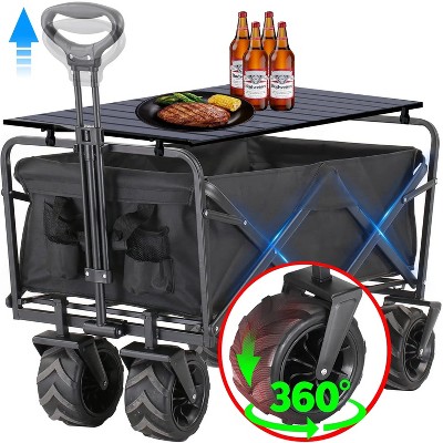 Musment Collapsible Folding Wagon Cart, 350LBS Large Capacity Heavy Duty Utility Garden Cart