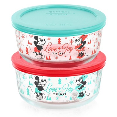Pyrex 4pc Glass Food Storage Value Pack Mickey & Friends Holiday