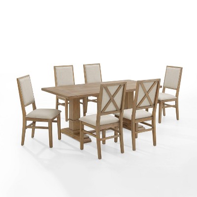 Joanna Rustic Brown 7-Piece Dining Set with Upholstered Chairs