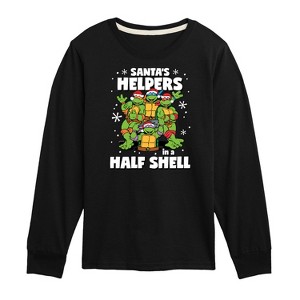 Boys' - Teenage Mutant Ninja Turtles - Santas Helpers In A Half Shell Long Sleeve Graphic T-Shirt - 1 of 4
