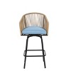 Outdoor Bar Stools, Rattan Bar Chairs With Backrest, Set Of 2, 2-Piece Patio Bar Stools With Armrests, Wicker Bar Stools With Cushion-Cuddlewood - 2 of 4