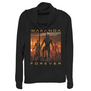 Juniors Womens Marvel Black Panther 2018 Wakanda Forever Cowl Neck Sweatshirt - 1 of 3