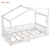 CAVINAS Twin Size Bed Frame, Wood Bed House Bed Frame with Fence, House-Shaped Floor Bed for Kids, Teens, Girls, Boys, Floor Platform Bed - 3 of 4