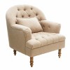Modern Tufted Upholstered Accent Chair with High Back and Turned Oak Wood Legs for Living Room Bedroom-Baofuwish - 4 of 4