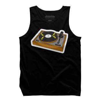 Men's Design By Humans Cartoon Vinyl Record Turntable By MusicoIlustre Tank Top