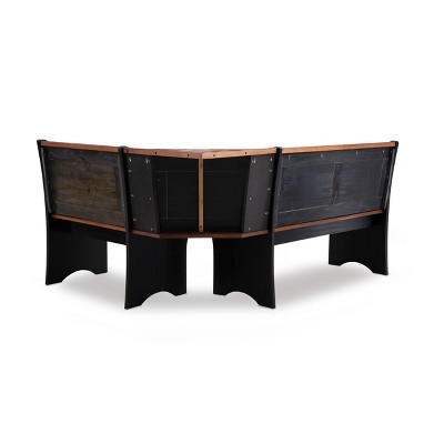 Parkside Antique Black and Pine Wood Corner Dining Nook Set