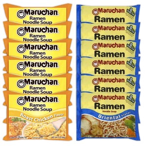 Maruchan Ramen Instant Noodle Soup Variety, 2 Flavors - 6 Packs Roast Chicken & 6 Packs Soy Sauce, 3 Ounce Single Servings - 1 of 1