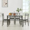 VECELO 5 Piece Dining Table Set with Glass Top Table & 4 Upholstered Chairs, Kitchen Rectangular Table Set Brown/Black - image 4 of 4