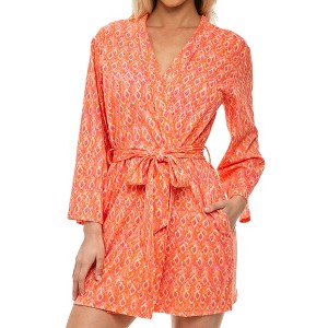 ADR Women's Soft Cotton Knit Jersey Lounge Robe with Pockets, Short Bathrobe - 1 of 4