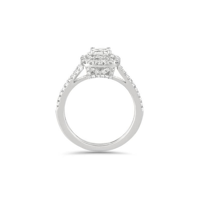 Pompeii3 1ct Princess Cut Diamond Double Halo Engagement Ring 14K White Gold, 3 of 5