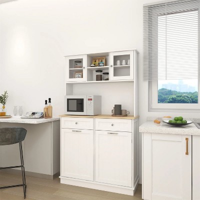 LunaLulinlk 67.7" Tall Kitchen Trash Can Storage Cabinet for Kitchen, Dining Room, Living Room-White