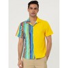 Lars Amadeus Men's Irregular Geometric Color Block Button Down Short Sleeve Shirts - 2 of 4