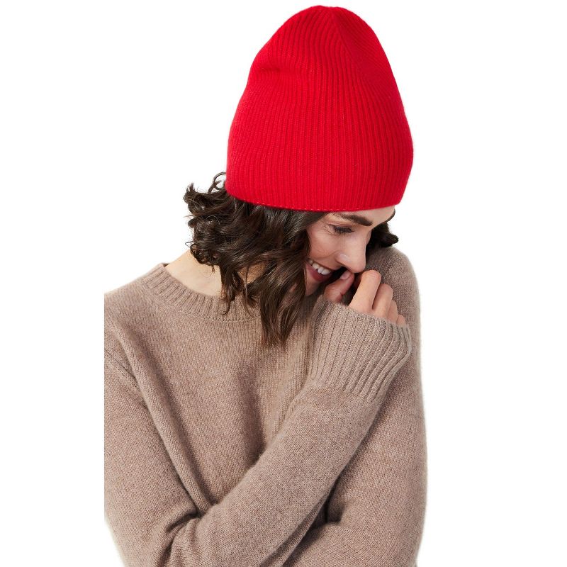 Style Republic Women’s 100% Pure Cashmere Fully Ribbed Beanie, 1 of 3