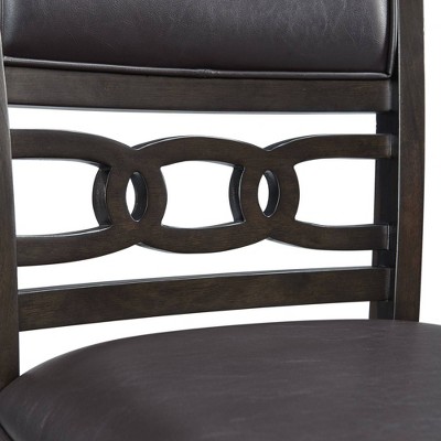 Walnut Finish Faux Leather Upholstered Counter Stools, Set of 2