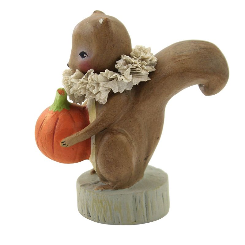 Fall 5.0 Inch Squirrel Holding Pumpkin Vintage-Style Figurine Figurines, 2 of 4
