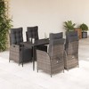 vidaXL 5 Piece Patio Dining Set with Cushions Gray Poly Rattan - 55.1" Table Length Sharp Leg 4 Items - 2 of 4