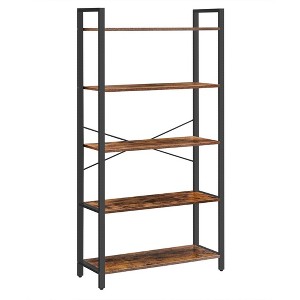 VASAGLE Bookshelf, 5-Tier Storage Rack with Steel Frame, Industrial Style, Rustic Brown and Black - 1 of 4