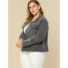 Agnes Orinda Women's Plus Size Classic Denim Long Sleeve with Pockets Fashion Jean Jackets - 4 of 4