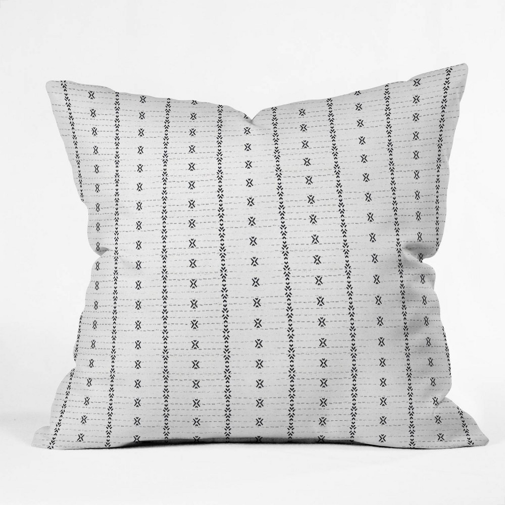 Photos - Pillow 16"x16" Holli Zollinger French Geometric Striped Throw  White - Deny Designs: Hidden Zipper, Removable Cover, Indoor U