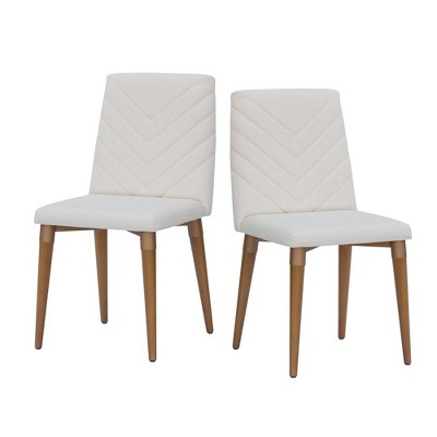 Set of 2 Utopia Chevron Dining Chair Beige - Manhattan Comfort