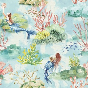 Tempaper & Co.® Mermaid Toile Removable Peel and Stick Wallpaper, Sea Glass Toile, 28 sq. ft.: Fairytale Vinyl Botanical Design - 1 of 4