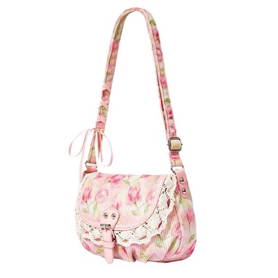 Сумки Alilang Vintage Lace Crossbody for Women, Adjustable Shoulder Purse with Buckle Flap - Pink — фото 4