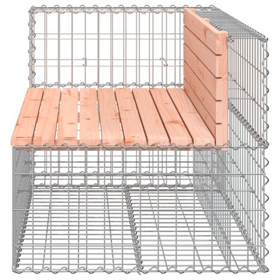 Douglas Wood and Galvanized Steel Gabion Patio Bench, 48" x 28"