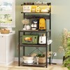 Aheaplus Kitchen Storage Rack with Power Outlet, Coffee Bar Station with LED Lights, Bakers Rack with 6 S-Shaped Hooks - 2 of 4