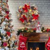 Christmas Wreath for Front Door, Pre-Lit Christmas Wreath, 24 In Xmas Door Wreath for Fireplace Wall Window, Indoor Outdoor Xmas Decor - 3 of 4