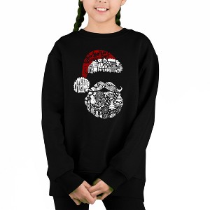LA Pop Art Santa Pics - Girl's Word Art Crewneck Sweatshirt - 1 of 4