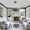 BAOURE Modern Wood LED Ring Chandelier,27" Dimmable Black 3 Ring Pendant Light for Dining Room Kitchen Island Entryway - 2 of 4