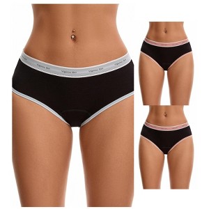 INSPIRE CHIC 3 Packs Women's Mid Rise Letter Print Contrast Binding Leak Proof Underpants - 1 of 4
