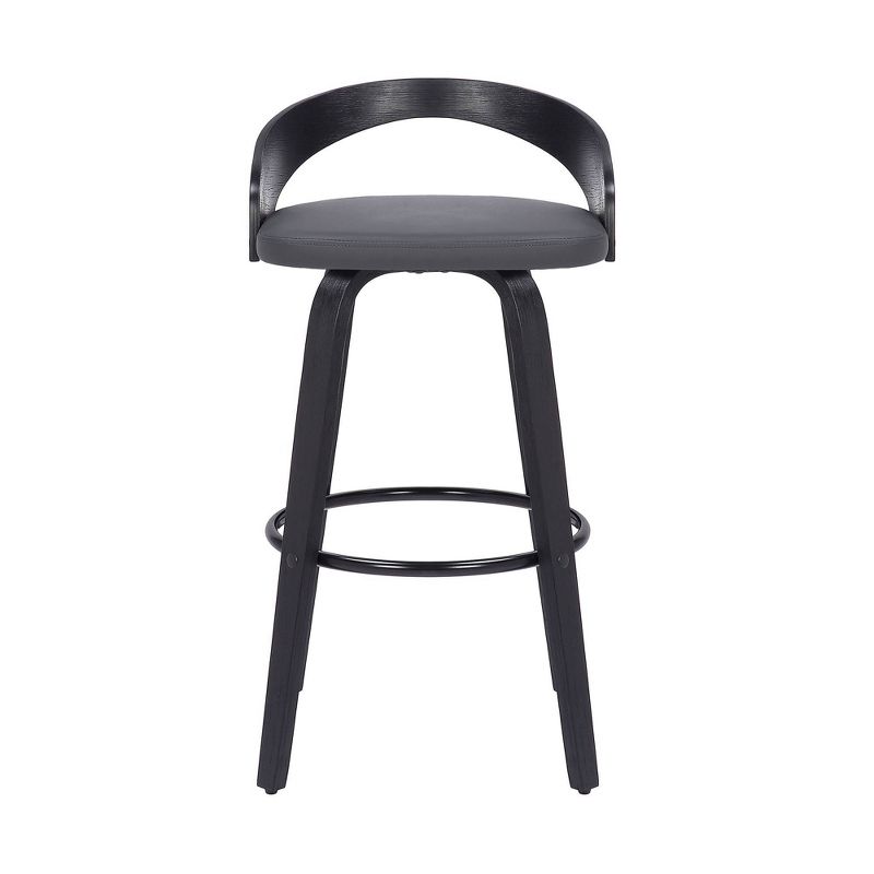 26&#34; Sonia Swivel Faux Leather Wood Counter Height Barstool Black - Armen Living, 4 of 12