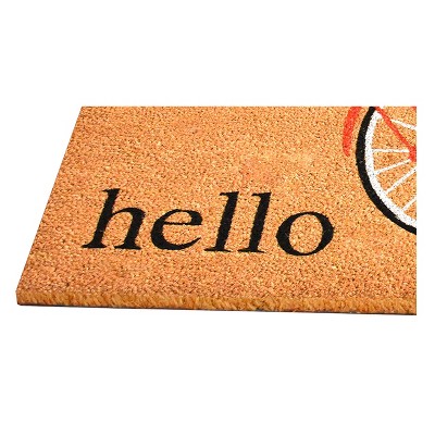 Floral Bicycle Coir Door Mat with Vinyl Backing