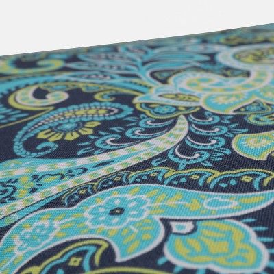 Aqua Blue and Navy Paisley Outdoor Seat Cushion Set