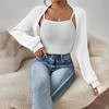 Womens Sweater Bolero Long Sleeve Cropped Shrugs Open Front Sweater Cardigan Lantern Sleeve Ribbed Knit Sweater Tops for Women,White - XL - 3 of 4