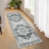 Washable Vintage Rug Non Slip Low Pile Rug Soft Retro Medallion Distressed Throw Floor Cover Foldable Indoor Carpet for Living Room Bedroom Playroom - 2 of 4