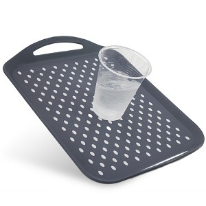 5 Star Super Deals Non Slip Serving Tray With Handles - Rubber Silicone Grip Anti Spill Plastic Food Carrying Tray - TV Dinner Tray - 1 of 4