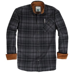 Gioberti Men's Long Sleeve Brushed Flannel Plaid Checkered Shirt with Corduroy Contrast - 1 of 4