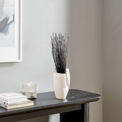 Cream Abstract Face Matte Ceramic Sculptural Planter Vase