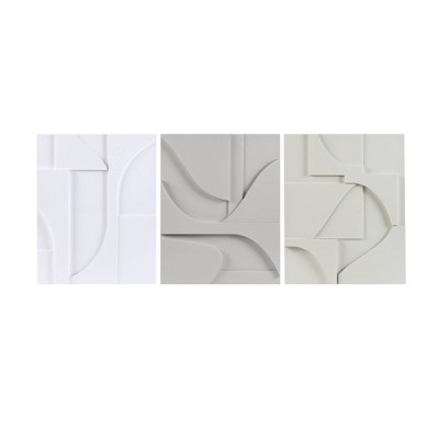3pc Elements Geometric MDF Wood Carved Wall Decor Set Natural - Martha Stewart: Modern Art for Bedroom, Unframed