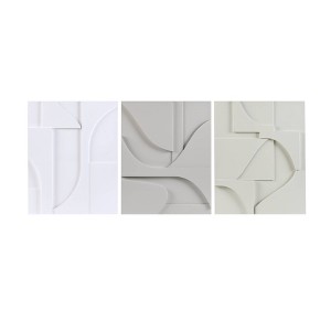 3pc Elements Geometric MDF Wood Carved Wall Decor Set Natural - Martha Stewart: Modern Art for Bedroom, Unframed - 1 of 4
