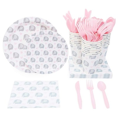 Sparkle and Bash Elephant Themed Party Supplies Pack for Baby Showers (Serves 24)