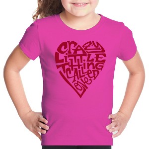 LA Pop Art Girl's Word Art T-shirt - Crazy Little Thing Called Love - 1 of 4